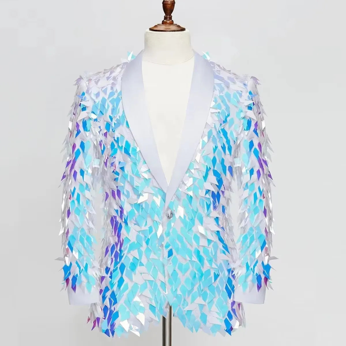 Men's Shiny Sequins Blazer Jacket Creative Party Tuxedo Male Singer Host Stage Performance Groom Wedding Club Blazer Stage Wear