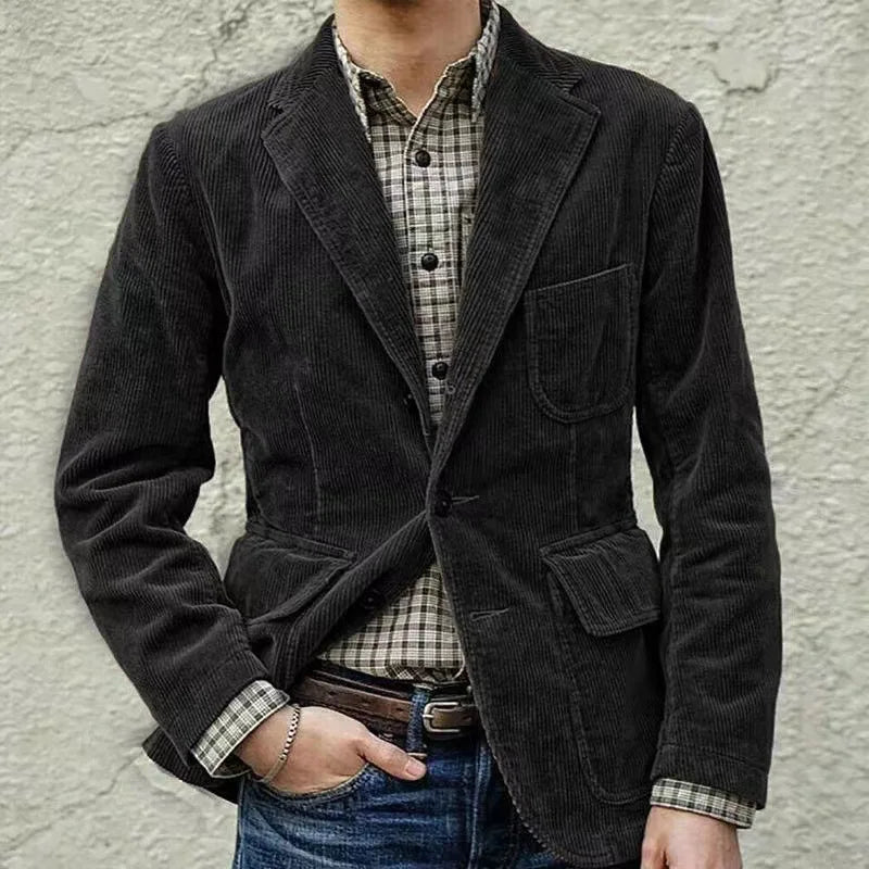 Blazer Men's Fashion Gentleman Business British Style Gentleman Corduroy Wedding Lapel Professional Casual Performance Host Vest