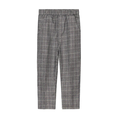 Kids Suit Trousers Plaid Elastic Waist Smart Casual Pants for Boys and Girls