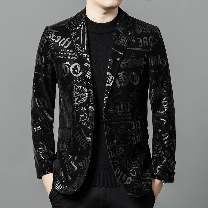 Men's Sheepskin Leather Blazer – Smart Casual Winter Jacket Black