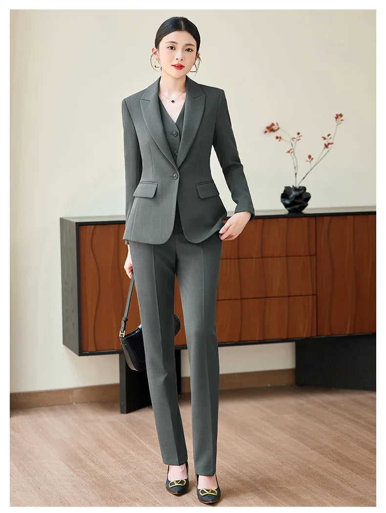 Fashionable professional women's two-piece pant+ suit jacket. Sophisticated elegant, slim fit comfortable. 2025 new style