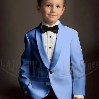 Chic Suits for Boy Cute Shawl Lapel One Button Blazer with Pants Party Costume Wedding Tuxedos 2 Piece Fashion Kids Clothes