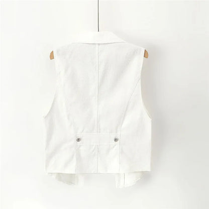 New White Denim Vest Women Waistcoat Slim Short Cowboy Sleeveless Jacket Casual Jeans Vests Female Outerwear Chaleco Mujer