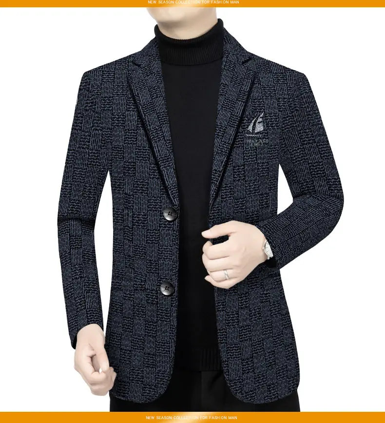 Men's Smart Casual Blazer – Single-Breasted Suit Jacket for Spring & Autumn in Black & Khaki