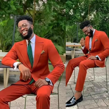Costume de mariage décontracté pour homme - Ensemble 2 pièces : blazer et pantalon à revers pointus pour garçons d'honneur, affaires, fête, bal de promo, meilleur homme