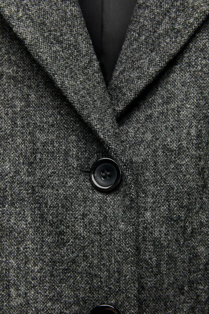 Women's Wool Blend Waist-Cinching Suit Jaet Autumn Winter New Sle Casual All-Match Long Sve Classic Collar  Color
