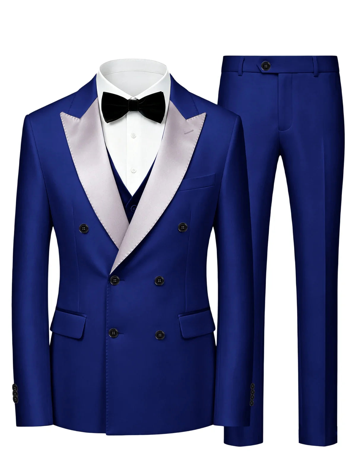 Men's Double Breasted 3 Piece Suit – Slim Fit Tuxedo Set for Weddings & Formal Events