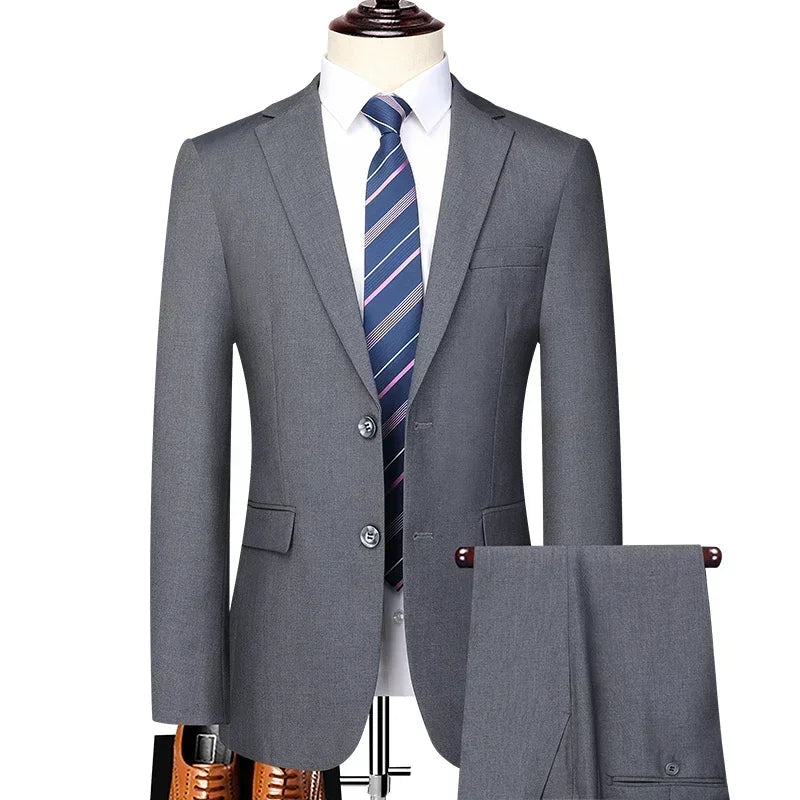 Men's Suit Blazer and Pants Smart Casual Slim Fit Wedding Business Formal Set