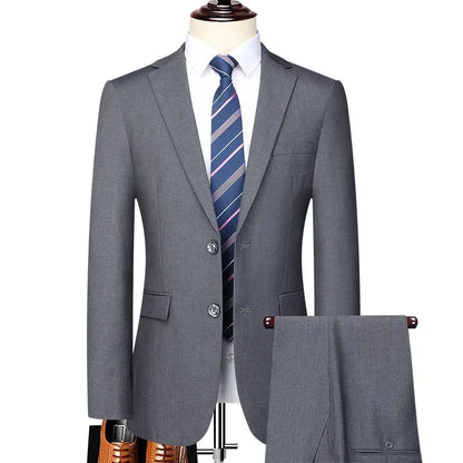 Men's Suit Blazer and Pants Smart Casual Slim Fit Wedding Business Formal Set