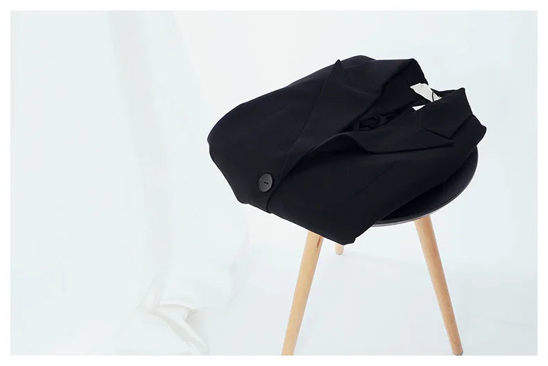 Women Chic Blazer Pleated Long Sleeves Single Breasted Notched Collar Back Lace-up Elegant Ins Coat New Spring 2026 HK19456