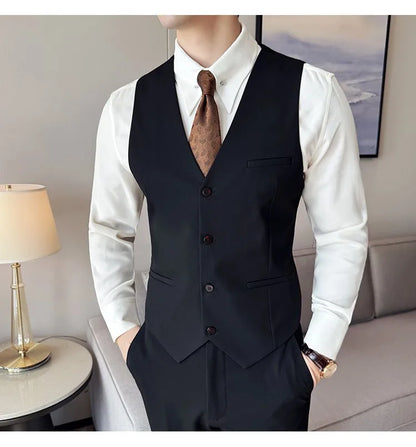 Men's 3-Piece Slim Fit Suit Set – Jacket, Vest & Pants for Wedding, Prom & Business