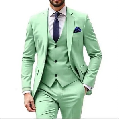 Elegant Brown 3 Piece Men's Wedding Suit with Jacket Pants Vest - Single Breasted Notch Lapel Business Blazer Male Clothing