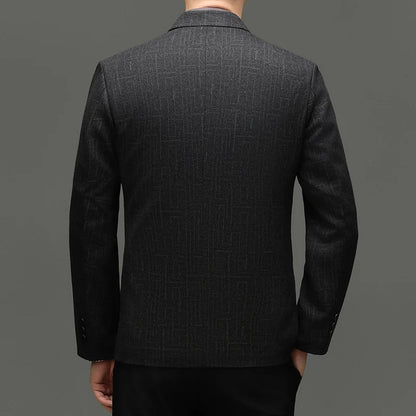 Men's Smart Casual Blazer Single Breasted Dark Pattern Coffee & Grey Spring Autumn