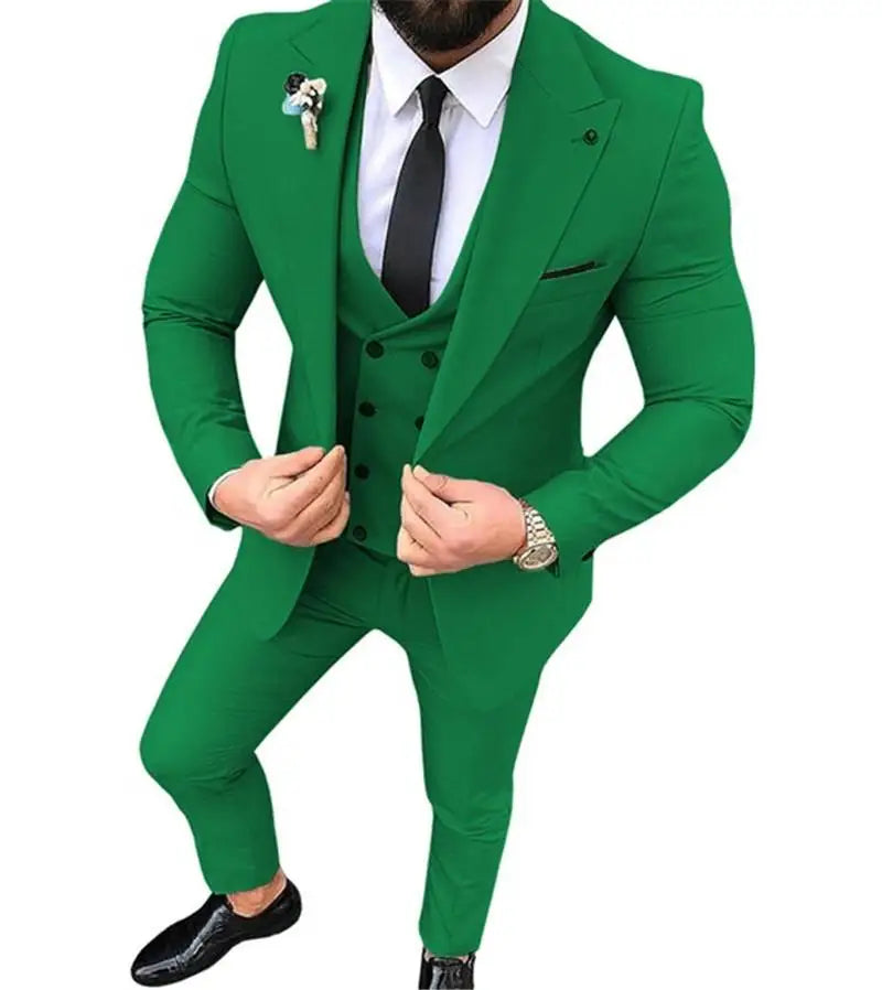 White Men Suits Groom Suit Formal Male Suits for Wedding Best Man Slim Fit Groom Tuxedos For Men (Jacket+Vest+Pants) Terno
