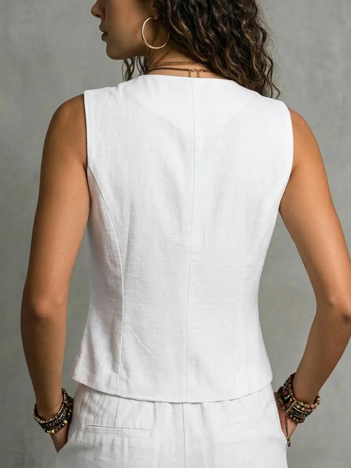 Sleeveless Waist-Tight Vest for Women, Elegant Casual Linen Cotton Waistcoat, Versatile Outerwear for Spring Summer & Autumn