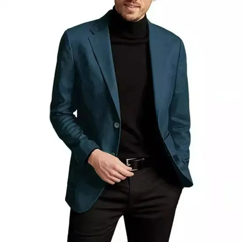 KIDWHXR Men Suit Coat Simple Solid Long Sleeve Male Blazer Turn Down Collar Casual Comfortable Business Casual Man Outerwear
