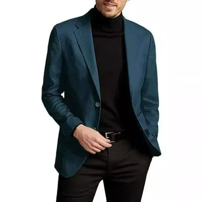 KIDWHXR Men Suit Coat Simple Solid Long Sleeve Male Blazer Turn Down Collar Casual Comfortable Business Casual Man Outerwear