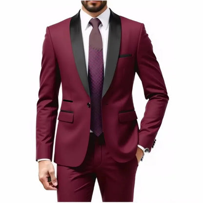 Ensemble costume homme - Costume de cérémonie pour homme - Ensemble 2 pièces pour tenue de marié - Costume homme pour tenue d'affaires, de mariage, de banquet