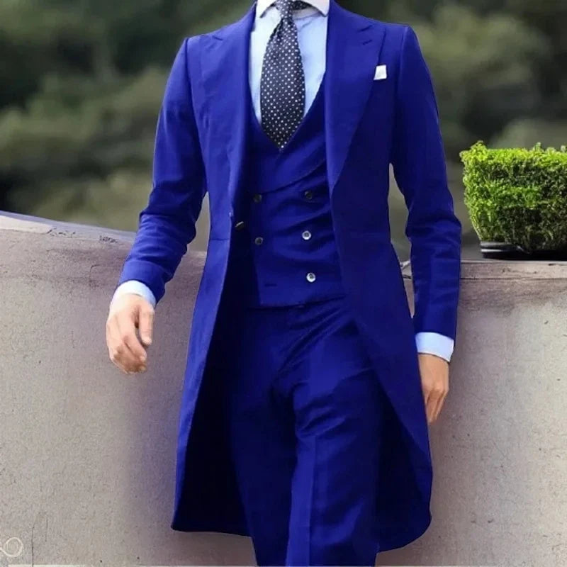Black Wedding suits for Groom Dinner Party Tuxedo 3 Piece Formal Men Suits with White Vest Pants Male Fashion Prom