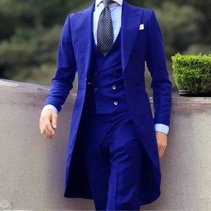 Black Wedding suits for Groom Dinner Party Tuxedo 3 Piece Formal Men Suits with White Vest Pants Male Fashion Prom