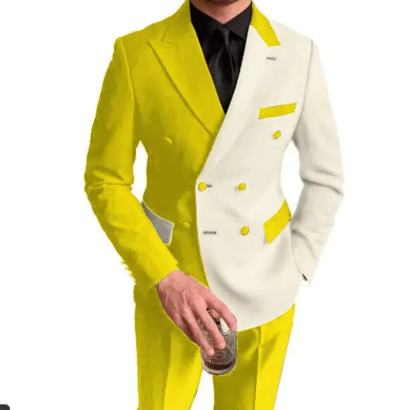 Costumes élégants de mariage/affaires, 2 pièces, coupe ajustée, blazer croisé, costumes de garçons d'honneur, tenues formelles pour hommes (veste + pantalon)