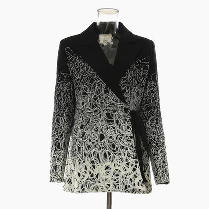 Spring Autumn New Women's Blazer Contrast Color Lace-up Waist Slimming Minimalist Style High-end Casual Chic Jacket HK15340