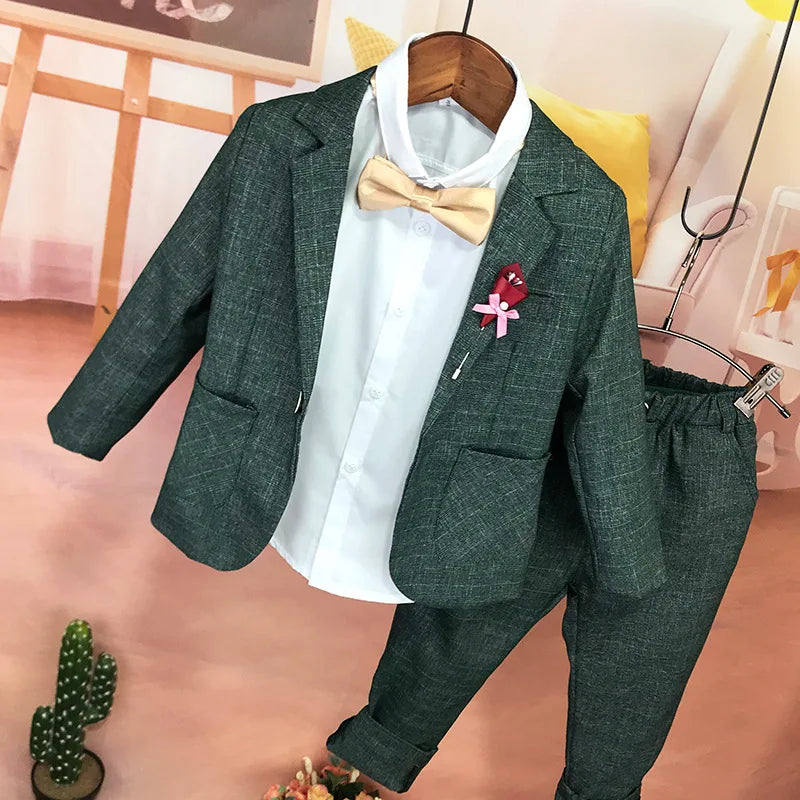 Flower Boys Formal Wedding Suit Kids Birthday Photography Dress Children Prom Elegant Suit Child Piano Evening Tuxedo Costume