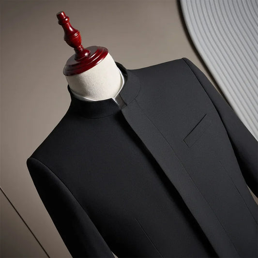 Men's Black Single Breasted Slim Fit Two Piece Casual Suit