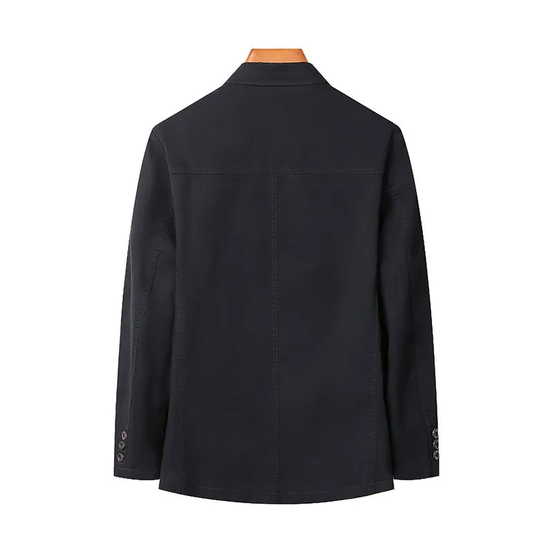 Blazer Man Retro Turn Down Collar Single-breasted Men Suit Coat Loose Pocket Long Sleeve Versatile Male Casual Outerwear