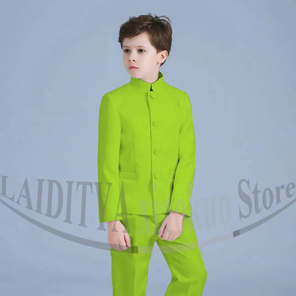 Boy Suits Fashion Stand Collar Single Breasted Outfits 2 Piece Formal Party Tuxedo Daily Casual Slim Children's Clothing