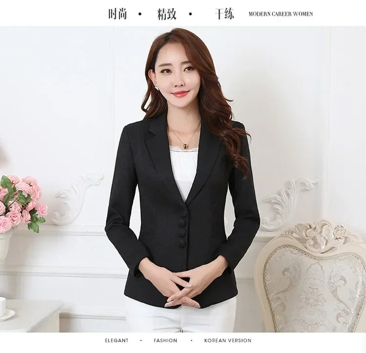 Fashion Women Blazers Jackets Work 2025 Office Lady Suit Slim Single Breasted Business Female Blazer Coats Formal Veste Femme