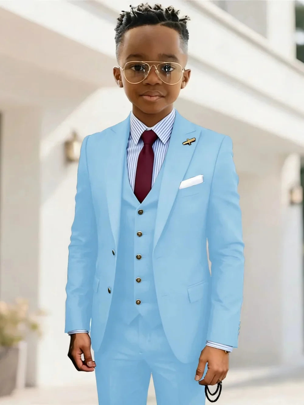 Formal Boys Suits 3 Pieces Wedding Ring Bearer Outfit Handsome Peak Lapel Homecoming Suit Set Fast Delivery Tuxedo 2-20T