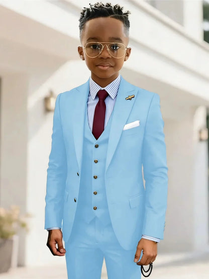 Formal Boys Suits 3 Pieces Wedding Ring Bearer Outfit Handsome Peak Lapel Homecoming Suit Set Fast Delivery Tuxedo 2-20T