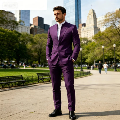 Men's Solid Color Business Terno Casual Workwear British Style Wedding Suit Performance Casual Male Suits Fashion