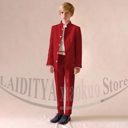 Chic Linen Boy Suits Fashion Stand Collar Single Breasted Blazer with Pants Formal Wedding Tuxedo Daily Casual Kids Clothes