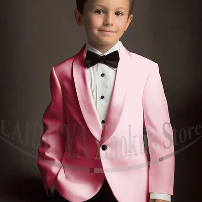 Chic Suits for Boy Cute Shawl Lapel One Button Blazer with Pants Party Costume Wedding Tuxedos 2 Piece Fashion Kids Clothes