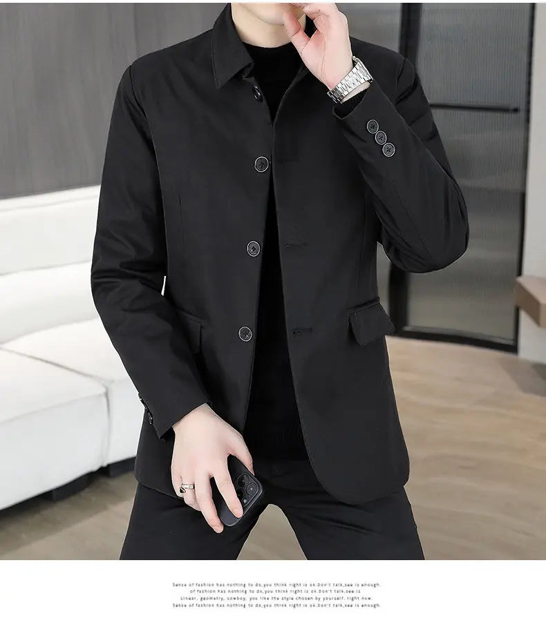 Blazer Men's Business Gentleman Wedding Fashion Best Man Solid Color Slim Fit Casual Mink Velvet with Cotton Thickened Blazer