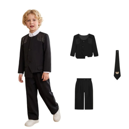 Children's New Chinese Style Clothing Set Fower Boys Baby's First Birthday Party Dress Kids Host Catwalk Performance Costume
