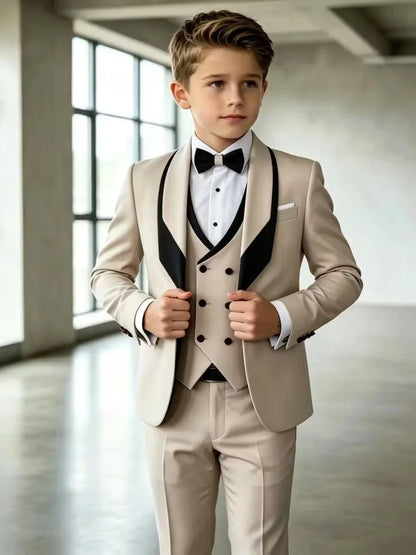 Flower Boys Wedding Tuxedo 3 Pieces Jacket Vest Pants High Quality Kids Slim Fit Suit Set Piano Performance Wear 2-20T