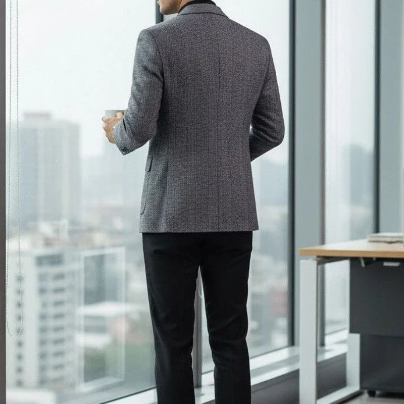Wool Blend Classic Fashion Patterned Tweed Single-Breasted Blazer Jacket