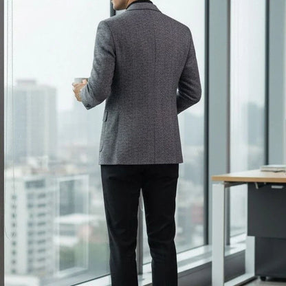 Wool Blend Classic Fashion Patterned Tweed Single-Breasted Blazer Jacket