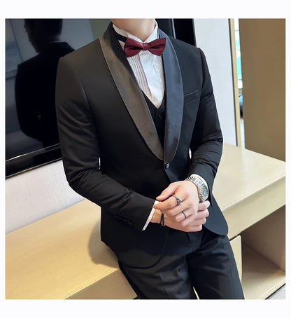 Plus Size 6XL 5XL Men Formal Business Suit 3 Set Pieces Classic Slim Fit Business Suits Sets Autumn Men Wedding Party Tuxedo