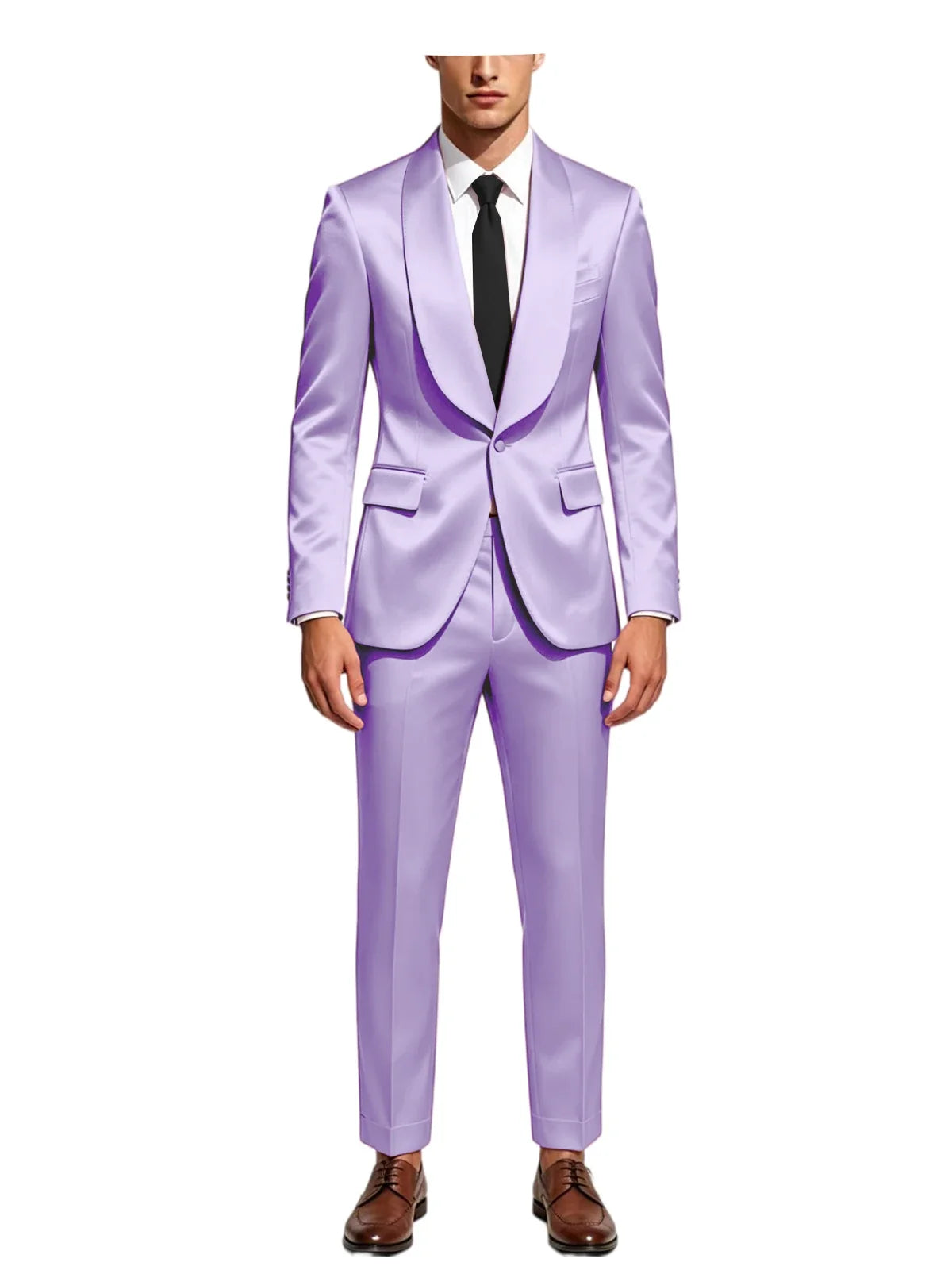 Men's Satin Suit 2-Piece Slim Fit Shawl Lapel Tuxedo for Wedding & Formal Events