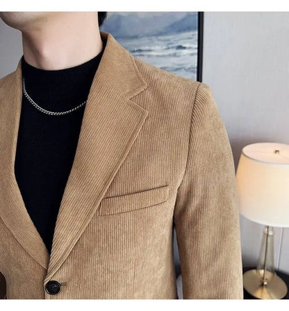 High-end Design, Fashionable, Cool and Trendy Business Casual Banquet New Corduroy Suit Banquet Fine Jacket