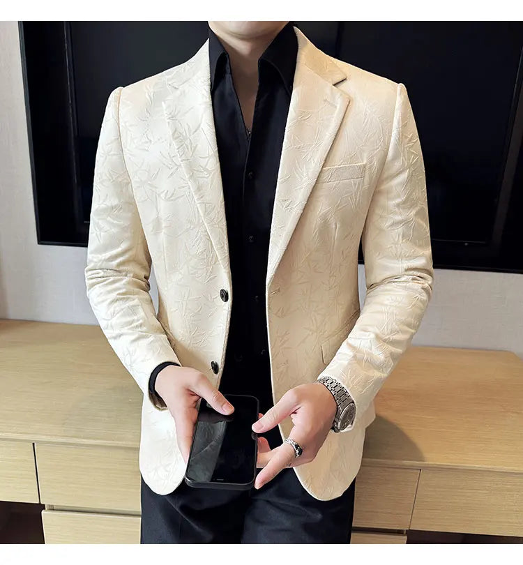British Style Velvet Men Blazers Autumn Winter Slim Fit Casual Business Suit Jackets Wedding Groom Banquet Formal Coats