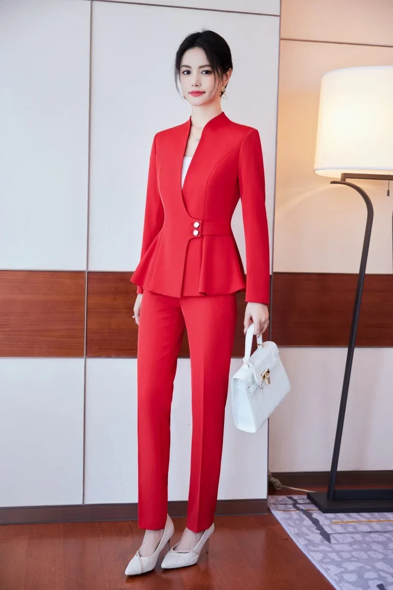 Long-Sleeved Suit for Women, Elegant Jacket and Trousers, Business and Work Uniform, Office Ladies, Special Fashion, 2025