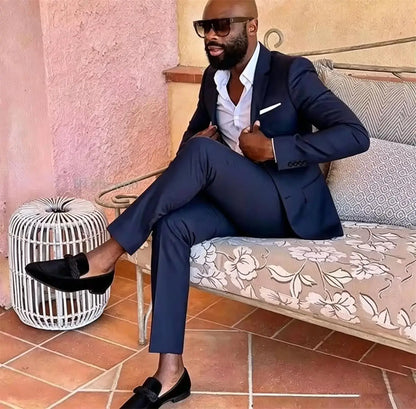 Summer Men's Linen Blend Suit 2 Pieces Slim Fit Casual Lightweight Jacket Pant Set for Party Business Wedding Prom Daily Wear
