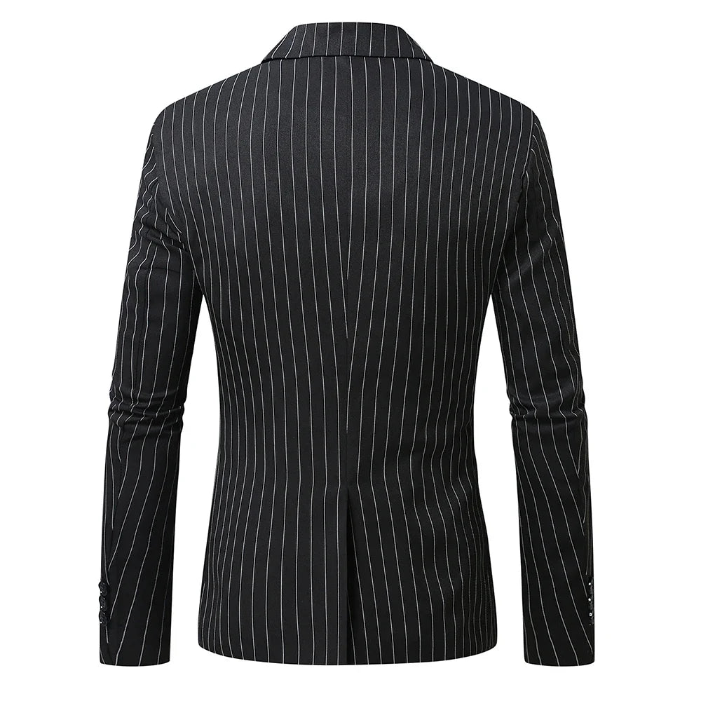Striped Suit Jackets Men Dress Coat Vintage 2025 Ropa Elegante Hombre Mens Casual Business Slim Fit Formal Blazers Masculino