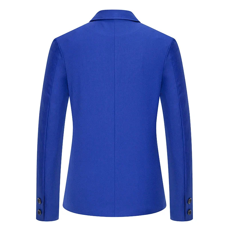 Blazer Men's Fashion Gentleman Solid Color Comfortable Business Color Match with Fake Two Wedding Casual Banquet Slim Suit