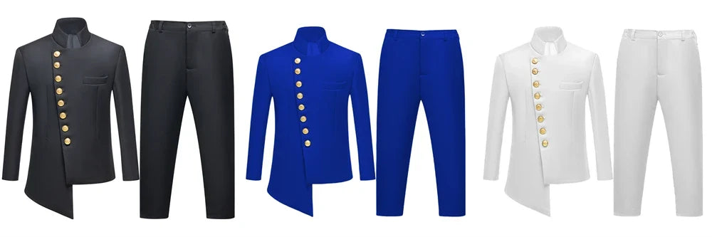 Boys Slim Fit Two-Piece Formal Suit with Gold Buttons – Kids Wedding & Party Tuxedo Set